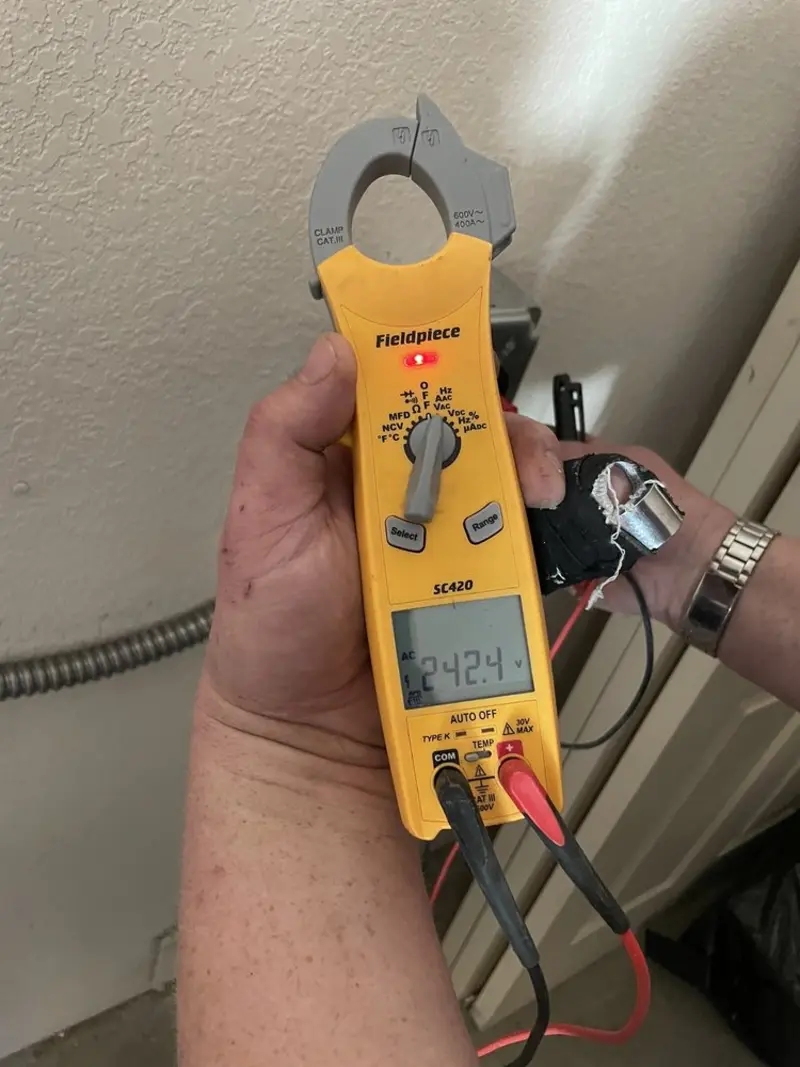 Voltage testing with clamp meter during Generator Installation in Upper Pittsgrove